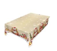 Ymnilian Tovaglia Natalizia Antimacchia Tovaglia natalizia rotonda e rettangolare da 1 pezzo, varie misure, scatola regalo di Babbo Natale retrò stampata in rosso(140X180Cm)