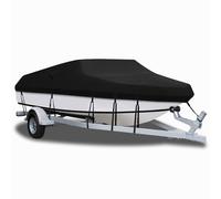 YMPPMKN Copertura per Barca Telo Copri Barca Tessuto Oxford 900D Resistente, Coperture per Barca Impermeabile, Antivento e Resistente ai Raggi UV per Scafo a V, Barca da Pesca - Black (17-19ft)