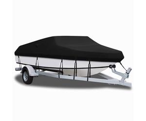 YMPPMKN Copertura per Barca Telo Copri Barca Tessuto Oxford 900D Resistente, Coperture per Barca Impermeabile, Antivento e Resistente ai Raggi UV per Scafo a V, Barca da Pesca - Black (17-19ft)