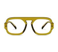 YMRFW Occhiali da pilota con blocco della luce blu per uomo e donna, occhiali quadrati con parte superiore piatta, anti-affaticamento degli occhi per computer, verde oliva, 1pack