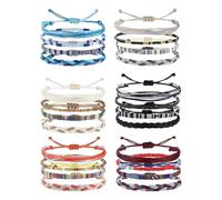 YMTWSRY 24 bracciali dell'amicizia, regolabili, realizzati a mano, in tessuto, stile boho, per uomo e donna