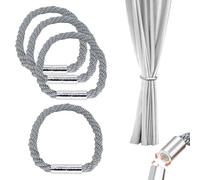 YMTWSRY 4 fermatenda magnetici per tende, fermatenda per tende, cravatte, per casa e ufficio, finestre, drapery (argento grigio)