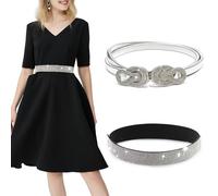 YMTWSRY Cinture Glamour con Strass per Abiti da Sera, 2 Pezzi Cintura Decorativa Larga con Catena, Cinturino Elegante per Vestiti da Donna e Ragazza - Adatto per Feste e Cerimonie