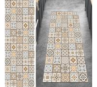 Ymural Runner per scale per corridoio, vintage, antiscivolo, beige, grigio, 110 x 550 cm, lavabile, antiscivolo, lungo e stretto, per scale, cucina, camera da letto