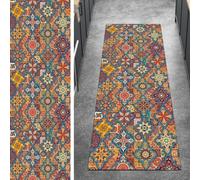 Ymural Tappeto runner boho per corridoio antiscivolo, arancione, 120 x 550 cm, lavabile, antiscivolo, lungo, per cucina e camera da letto