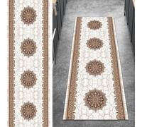 Ymural Tappeto runner per corridoio, antiscivolo, vintage, grigio, marrone, 60 x 100 cm, lavabile, antiscivolo, lungo, per cucina e camera da letto