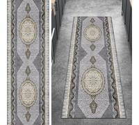 Ymural Tappeto runner per corridoio vintage grigio antiscivolo 80 x 500 cm lavabile antiscivolo lungo tappeto runner per cucina camera da letto