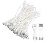 YMWALK Stoppini per Candele, 100 Pezzi stoppini Pre cerati Lunghi 15 cm stoppini per Candele in Cotone con 2 Pezzi stoppino Fisso in Acciaio per Fare Candele
