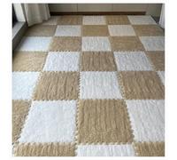 YMXBHN Tappetino Puzzle in Schiuma Peluche,30 Pezzi 30X30 Cm Tappeto Gioco in Schiuma Ad Incastro,Piastrelle Morbide per Asilo Nido,Piastrelle Antiscivolo per Pavimento,Light Brown + White