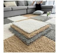 YMXBHN Tappeto in Schiuma Peluche Ad Incastro,6 Pezzi Quadrati 60X60 Cm Morbidi Tappeti,Soffice Tappeto Puzzle per Decorazione di Soggiorno,Camera da Letto E Stanza dei Giochi,Gray + Brown + White