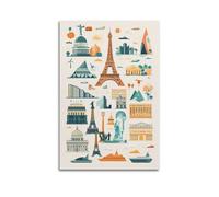 YMXHJJ Album fotografico da parete con stampa artistica su tela, stile minimalista, con monumenti iconici del mondo, 60 x 90 cm