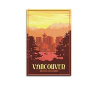 YMXHJJ Album fotografico moderno di famiglia, poster su tela, decorazione per la casa, poster retrò di viaggio di Vancouver paesaggio urbano al tramonto, stampe artistiche, 40 x 60 cm