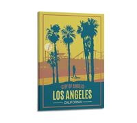 YMXHJJ Album fotografico moderno di famiglia, poster su tela, decorazione per la casa, poster retrò di viaggio di Los Angeles, con ruota panoramica e palme, 40 x 60 cm