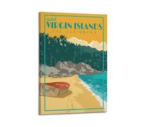 YMXHJJ Album fotografico moderno di famiglia, poster su tela, decorazione per la casa, stile retrò, da viaggio, con scena della spiaggia delle Isole Vergini britanniche, 50 x 75 cm