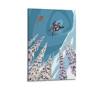 YMXHJJ Album fotografico moderno per famiglia, poster su tela, decorazione per la casa, arte pop art con sci, emozionante salto con gli sci, stampe con elicotteri, 30 x 45 cm