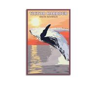 YMXHJJ Album fotografico moderno per famiglia, poster su tela, decorazione per la casa, poster retrò di viaggio con balena che salta a Victor Harbour, Australia, 50 x 75 cm