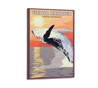 YMXHJJ Album fotografico moderno per famiglia, poster su tela, decorazione per la casa, poster retrò di viaggio con balena che salta a Victor Harbour Australia, 20 x 30 cm