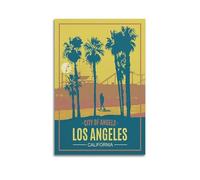 YMXHJJ Album fotografico moderno per famiglia, poster su tela, decorazione per la casa, poster retrò di viaggio di Los Angeles, con ruota panoramica e palme, 30 x 45 cm