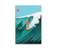 YMXHJJ Album fotografico moderno per famiglia, poster su tela, decorazione per la casa, poster sportivo ad acquerello di donna che naviga sulle onde, 50 x 75 cm