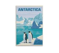 YMXHJJ Moderno album fotografico di famiglia, poster su tela, decorazione da parete per la casa, poster retrò da viaggio Antartide con pinguino, stampe artistiche 50 x 75 cm