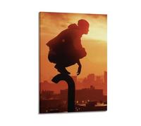 YMXHJJ Moderno album fotografico di famiglia, poster su tela, decorazione per la casa, poster moderno con silhouette urbana di uomo al tramonto, stampe artistiche, 60 x 90 cm