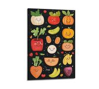 YMXHJJ Squisito album fotografico moderno per bambini, stampa artistica su tela, stampa ad acquerello, poster con frutta e verdura con volti carini, 20 x 30 cm
