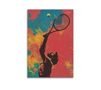 YMXHJJ Stampa artistica da parete astratta minimalista su tela, poster pop art sportivo, con giocatore di tennis che serve la palla per il soggiorno, opera d'arte 50 x 75 cm