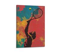 YMXHJJ Stampa artistica da parete astratta minimalista su tela, poster pop art sportivo, con giocatore di tennis che serve la palla per il soggiorno, opera d'arte 50 x 75 cm