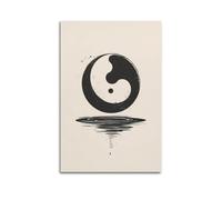 YMXHJJ Stampa artistica da parete su tela astratta minimalista, poster minimalista con simbolo Yin Yang, per appassionati di spiritualità, decorazione per soggiorno e opere d'arte 50 x 75 cm