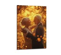 YMXHJJ Stampa artistica da parete su tela astratta minimalista - Romantico dorato - Poster di coppia senior per amore e nostalgia decorazione per soggiorno poster 50 x 75 cm