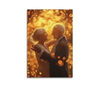 YMXHJJ Stampa artistica da parete su tela astratta minimalista - romantico dorato - poster per amore e nostalgia per soggiorno, decorazione artistica da 40 x 60 cm