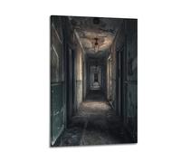 YMXHJJ Stampa artistica da parete su tela con stampa artistica da parete con motivo "Brutalist Dark Abandoned Corridor Horror, per chi ama il brivido (60 x 90 cm)