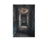 YMXHJJ Stampa artistica da parete su tela con stampa artistica da parete con motivo "Brutalist Dark Abandoned Corridor Horror, per chi ama il brivido (60 x 90 cm)