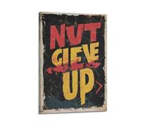 YMXHJJ Stampa artistica da parete su tela con stampa artistica da parete e poster motivazionale retrò con citazione motivazionale "Never Give Up" (40 x 60 cm)