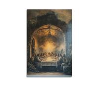 YMXHJJ Stampa artistica da parete su tela con stampa artistica da parete in stile classico cristiano dell'ultima cena, poster con Gesù e discepoli che si riuniscono (60 x 90 cm)