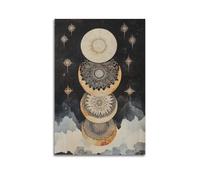 YMXHJJ Stampa artistica da parete su tela, motivo: corpi celesti surrealisti, con motivo di sole e lune, 50 x 75 cm
