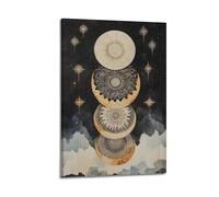 YMXHJJ Stampa artistica da parete su tela, motivo: corpi celesti surrealisti, stampa artistica su tela, con motivo con sole e lune, 60 x 90 cm