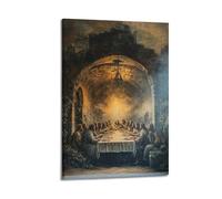 YMXHJJ Stampa artistica da parete su tela, motivo: Gesù e discepoli che si riuniscono in stile classico cristiano con l'ultima cena, 20 x 30 cm