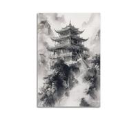 YMXHJJ Stampa artistica da parete su tela, motivo: pagoda cinese sulla cima della montagna, 50 x 75 cm