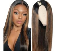 YMXNB Parrucca per capelli umani con parte a U Parrucca per capelli umani Parrucche brasiliane da 24 pollici Parrucche brasiliane per capelli umani Parrucca per capelli lisci con densità 180% per