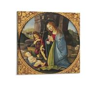 YMXSDIMDS Stampa artistica da parete con Madonna col bambino e San Giovanni Battista di Sandro Botticelli, stampa artistica da parete su tela, moderna per camera da letto, 30 x 30 cm