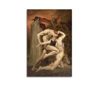YMXSDIMDS Stampa artistica da parete su tela con Dante e Virgilio all'inferno di William Adolphe Bouguereau, decorazione moderna per camera da letto, 40 x 60 cm