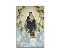 YMXSDIMDS Stampa artistica da parete su tela con la Madonna con gli angeli e Gesù Bambino di William Adolphe Bouguereau, stampa artistica da parete, idea decorativa, 60 x 90 cm