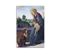 YMXSDIMDS Stampa artistica da parete su tela, motivo: Madonna col bambino e giovane San Giovanni Battista di Sandro Botticelli, stampa artistica da parete per soggiorno, pareti, case, 30 x 45 cm