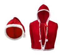 Ymxygz Costume Babbo Natale per Uomo, Corto Mantello Rosso con Cappuccio E Cappello, Vestito Travestimento, Accessori