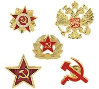 Ymxygz Spilla Smaltata a Forma di Falce 'Unione Sovietica, 5 Pezzi, Stella Sovietica URSS, Spilla Bavero Comunista Sovietica Russa, Accessorio per Borsa E Abbigliamento.