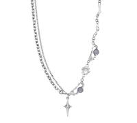 YMYDRCRPO Collana in lega con perline stella a quattro punte in acciaio inossidabile catena da levigatura a scherzo angolare in resina accessori pendente croce regolabile per donne ragazze ragazzi
