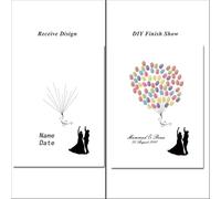 YMYGCC Albero delle Impronte digitali del Matrimonio Libro degli Ospiti Firma Pittura Bacio della Coppia Impronta Digitale Festa I Migliori Auguri + tampone di Inchiostro(Color04,35x50cm 14x20inch)