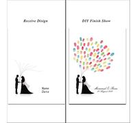 YMYGCC Albero delle Impronte digitali del Matrimonio Libro degli Ospiti Firma Pittura Bacio della Coppia Impronta Digitale Festa I Migliori Auguri + tampone di Inchiostro(Color07,50x70cm 20x28inch)