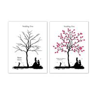 YMYGCC Albero delle Impronte digitali del Matrimonio Libro degli Ospiti Firma Pittura Bacio della Coppia Impronta Digitale Festa I Migliori Auguri + tampone di Inchiostro(Color05,35x50cm 14x20inch)